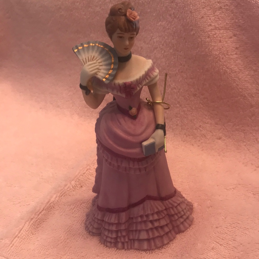 Porcelain Victorian Lady Figurine in Pink by